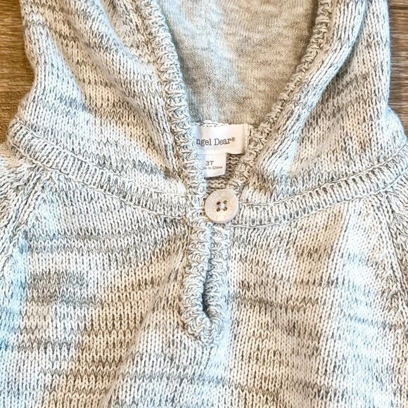 Angel Dear Gray Knit Pom Pom Poncho, Size 3 - Picture 3 of 5